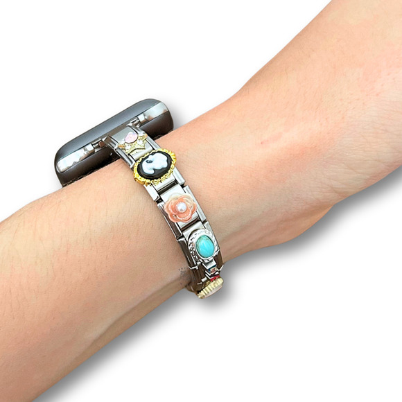 Italian Charm Bracelet Compatible with Smart Watch Band Feminine Style Silver - Picture 1 of 4
